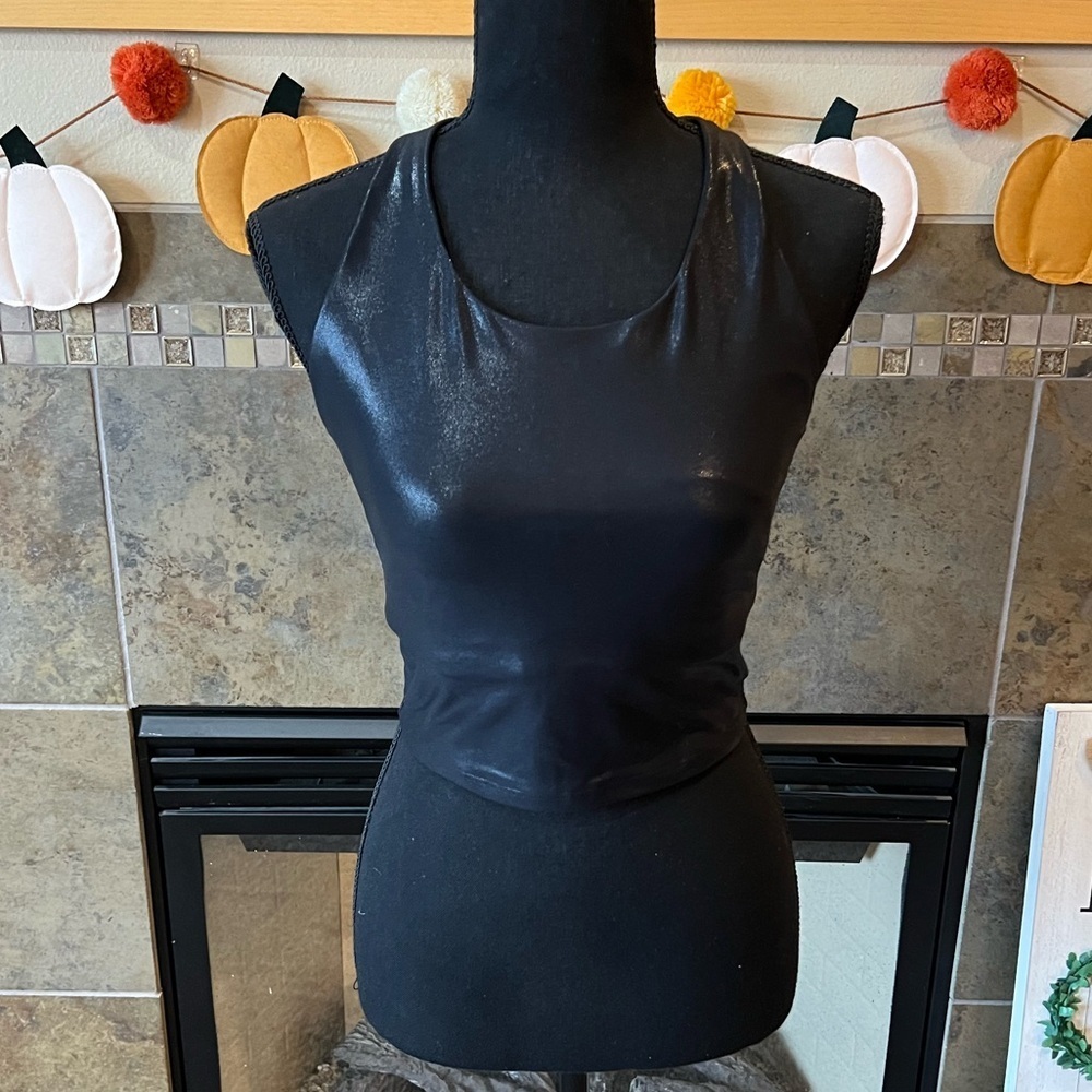 Black Old Navy faux leather look sports bra, size medium